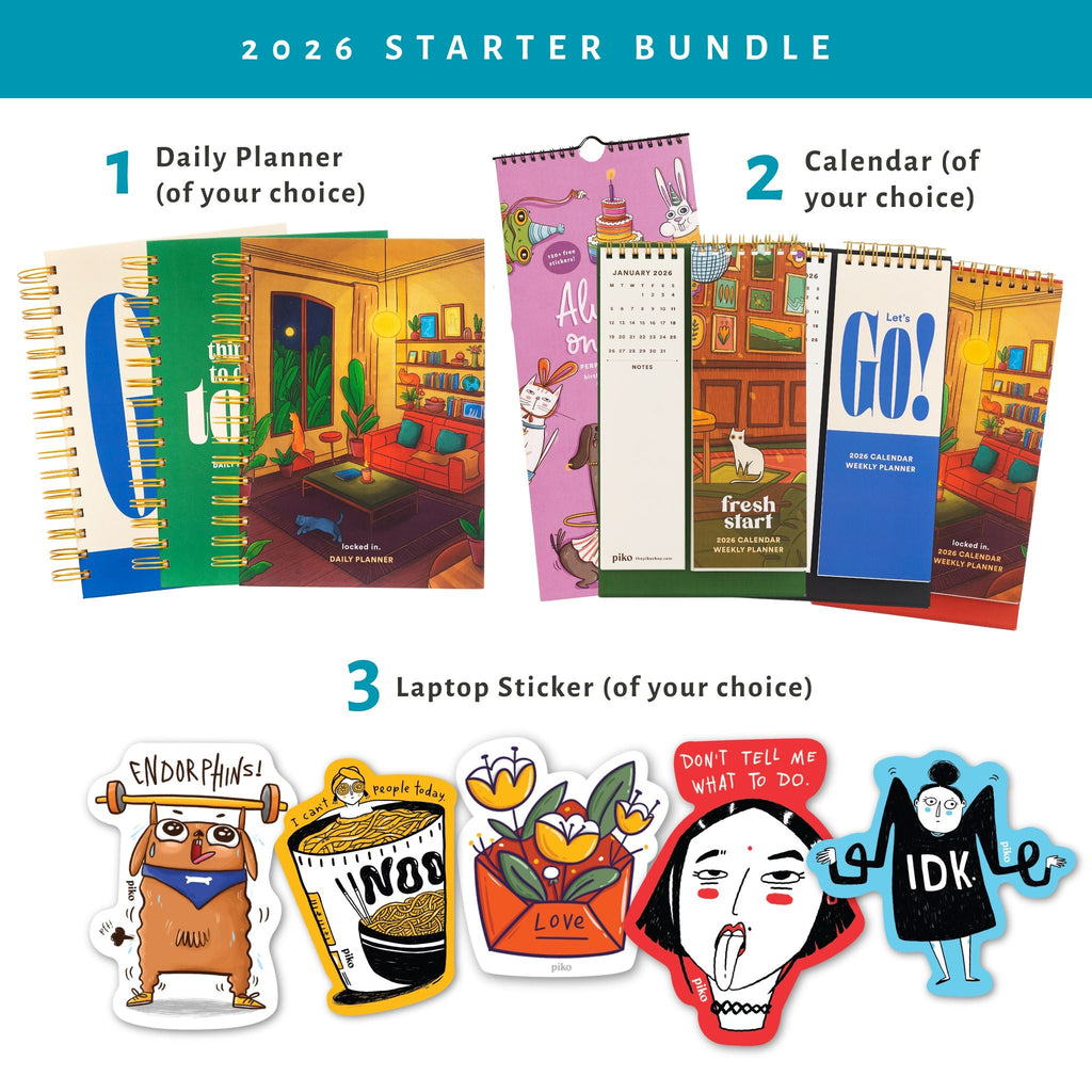 2026 Starter Bundle | Planner, Calendar, Laptop Sticker - The Piko Shop