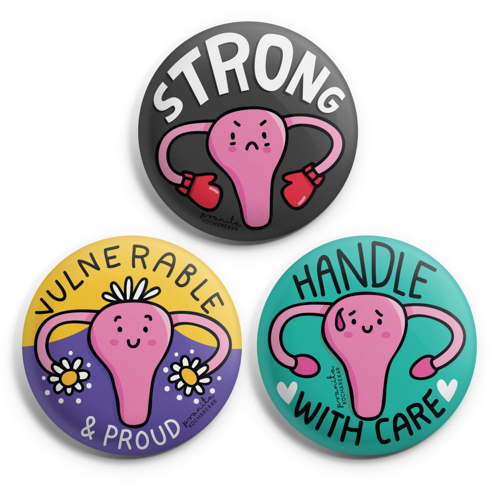PERIOD UTERUS BADGE + MAGNET - SET OF 3 - The Piko Shop